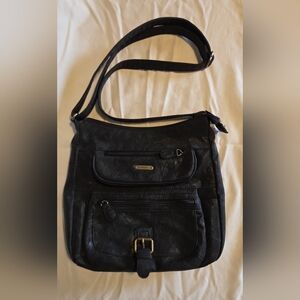 Multi Sac Black Leather Shoulder Bag